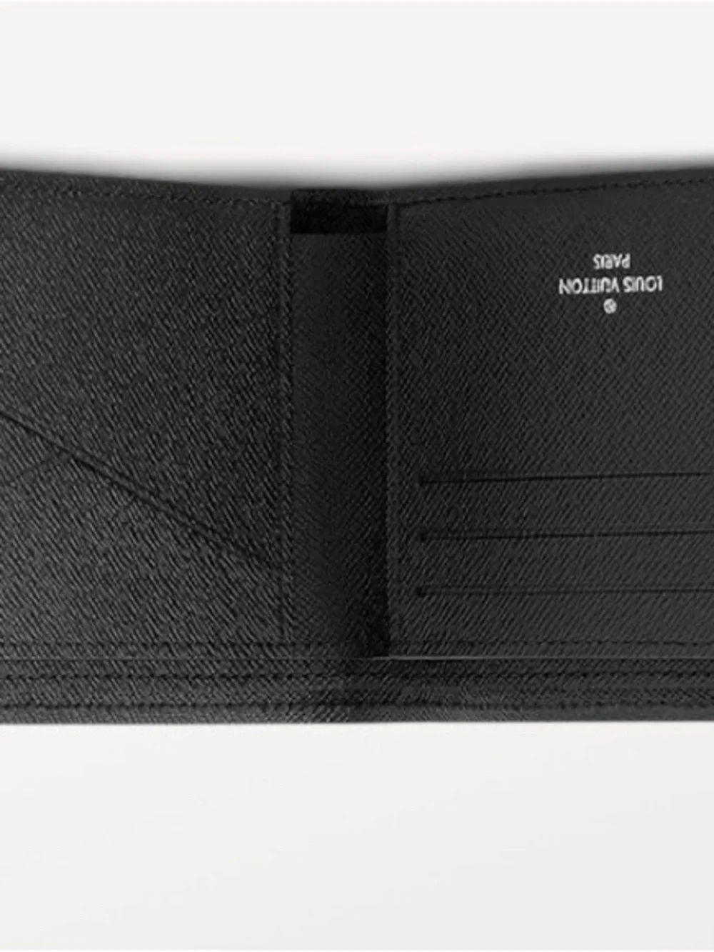 Louis Vuitton Black Textured Leather Card Holder with Silver LV Emblem